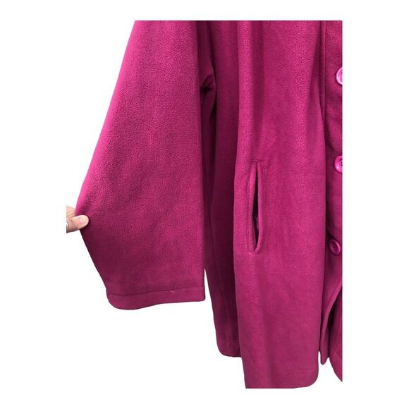 Woman Within Plus Size 2X Oversized Pink Coat, Wash n Wear Fleece, Sateen liner - Picture 6 of 8